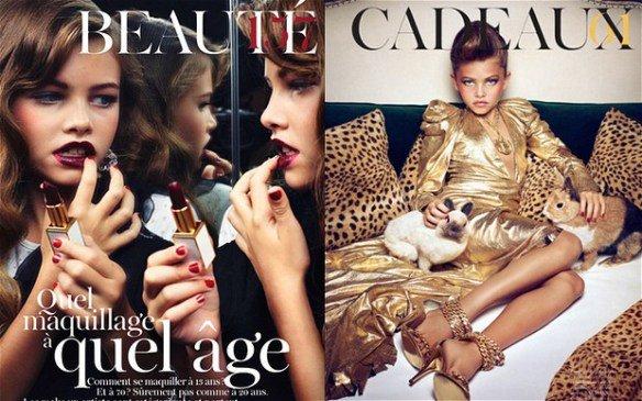 Chokerende 10 årig pige i børne seksualisering på forsiden af VOGUE